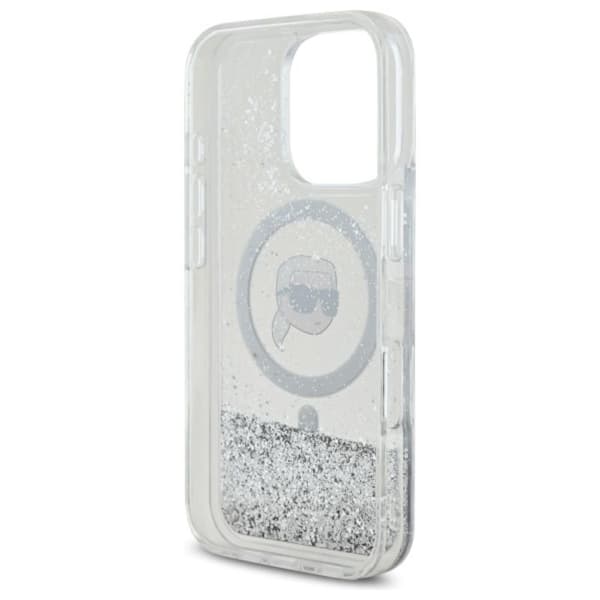 Karl Lagerfeld Liquid Glitter Karl Head MagSafe - iPhone 16 Pro Max cover (gennemsigtigt)
