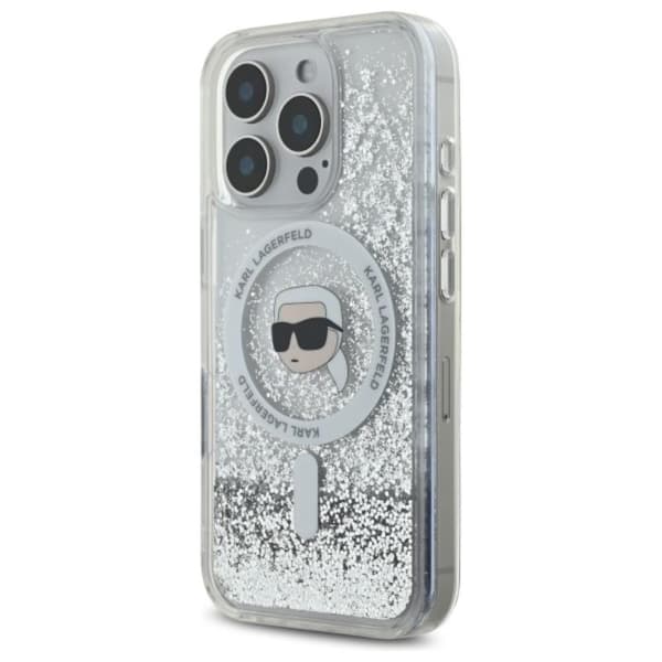 Karl Lagerfeld Liquid Glitter Karl Head MagSafe - iPhone 16 Pro Max cover (gennemsigtigt)