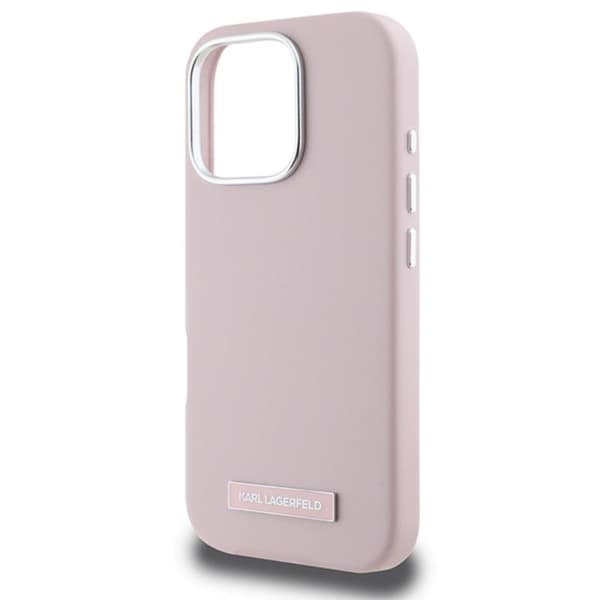 Karl Lagerfeld FW Metal Plate MagSafe - iPhone 16 Pro Max cover (lyserød)