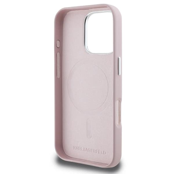 Karl Lagerfeld FW Metal Plate MagSafe - iPhone 16 Pro Max cover (lyserød)