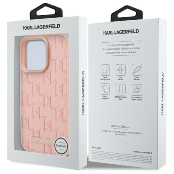 Karl Lagerfeld Hot Stamp MagSafe - iPhone 16 Pro Max cover (lyserød)