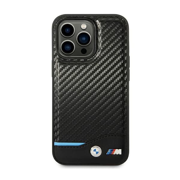 BMW nahkainen hiilensininen linja - iPhone 14 Pro -kotelo (musta)