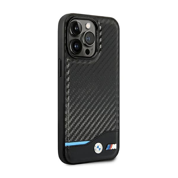 BMW nahkainen hiilensininen linja - iPhone 14 Pro -kotelo (musta)