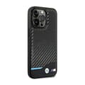 Pikkukuva 4 / 8: BMW nahkainen hiilensininen linja - iPhone 14 Pro -kotelo (musta)