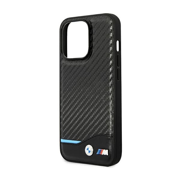 BMW nahkainen hiilensininen linja - iPhone 14 Pro -kotelo (musta)