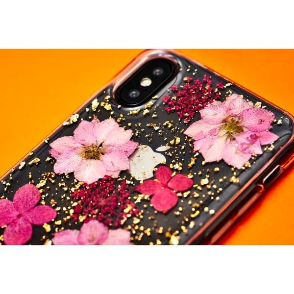 PURO Glam Hippie Chic -suojakuori - iPhone XR -kotelo (vihreä, aidon kukan terälehtien värinen)