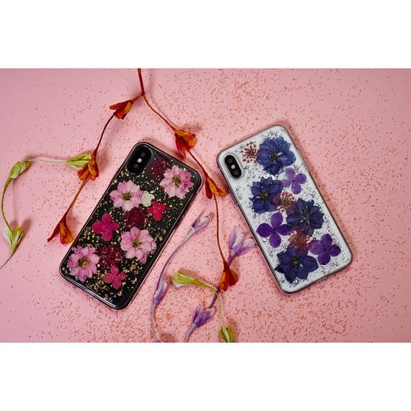PURO Glam Hippie Chic -suojakuori - iPhone XR -kotelo (vihreä, aidon kukan terälehtien värinen)