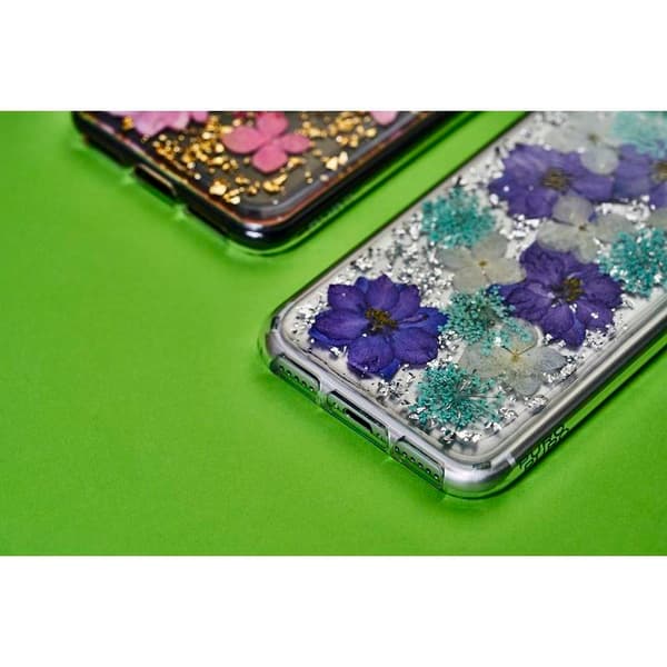 PURO Glam Hippie Chic -suojakuori - iPhone XR -kotelo (vihreä, aidon kukan terälehtien värinen)
