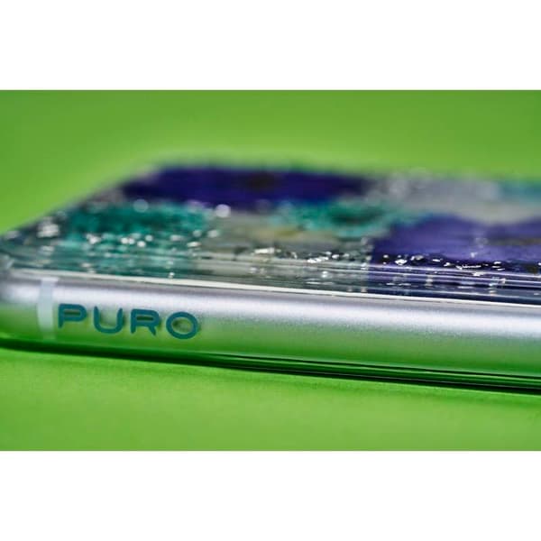 PURO Glam Hippie Chic -suojakuori - iPhone XR -kotelo (vihreä, aidon kukan terälehtien värinen)