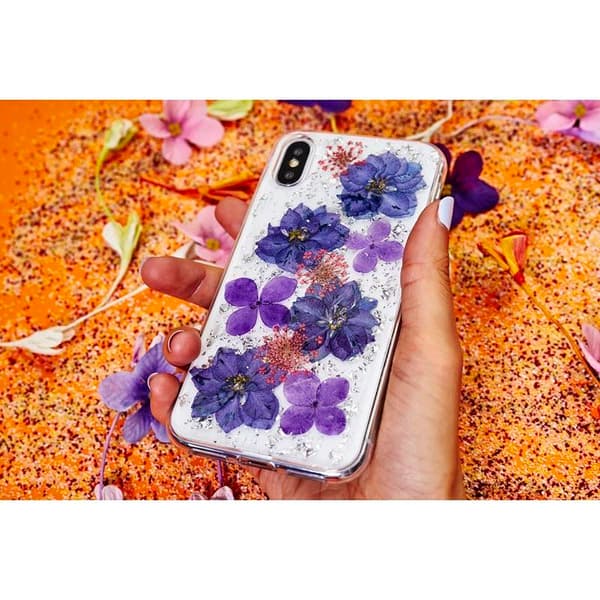 PURO Glam Hippie Chic -suojakuori - iPhone XR -kotelo (vihreä, aidon kukan terälehtien värinen)