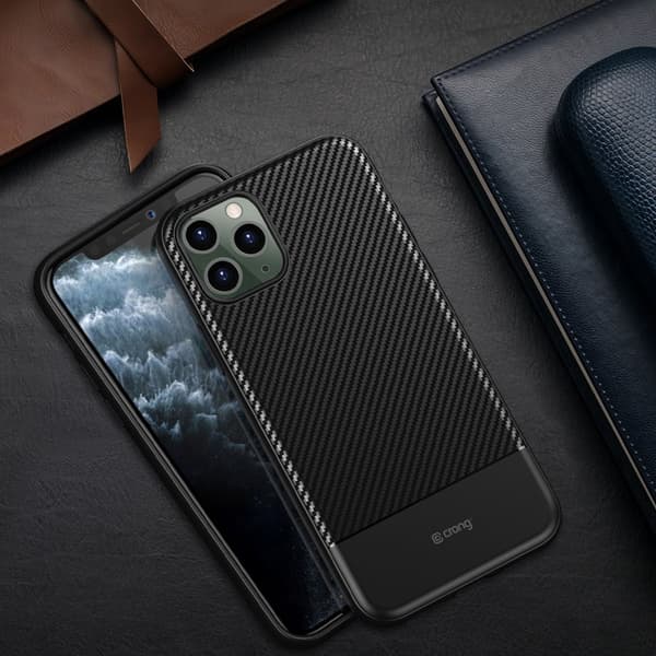 Crong Prestige Carbon -suojakuori - iPhone 11 Pro -kotelo (musta)