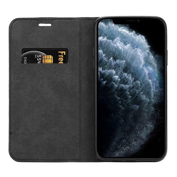 Crong Folio-cover - iPhone 11 Pro Max-cover med magnetisk flip (sort)