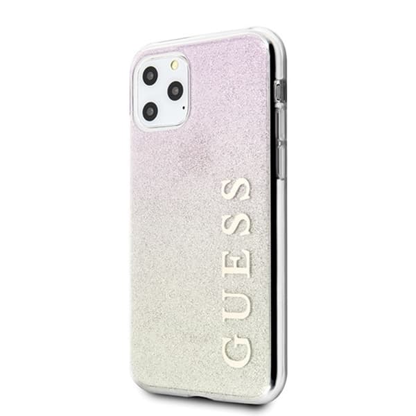 Guess Glitter Gradient - iPhone 11 Pro Max-skal (guld/rosa)