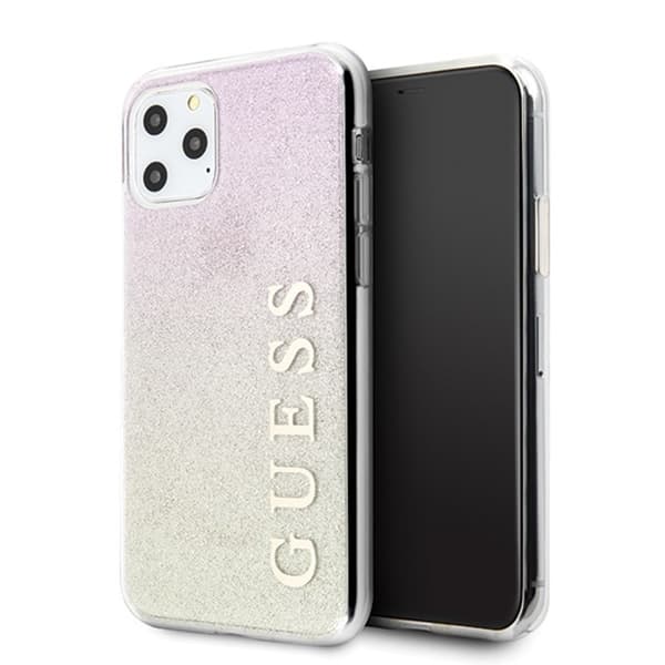 Guess Glitter Gradient - iPhone 11 Pro Max-skal (guld/rosa)
