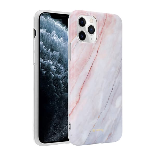 Crong Marble -kuori - iPhone 11 Pro -kotelo (vaaleanpunainen)