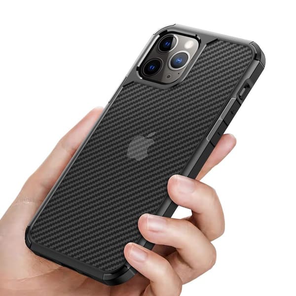 Crong Hybrid Carbon - iPhone 12 Pro Max -kotelo (musta)