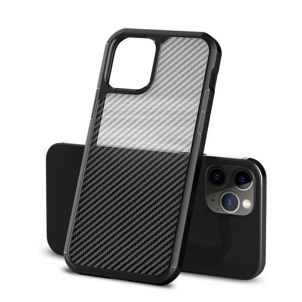 Crong Hybrid Carbon - iPhone 12 Pro Max -kotelo (musta)