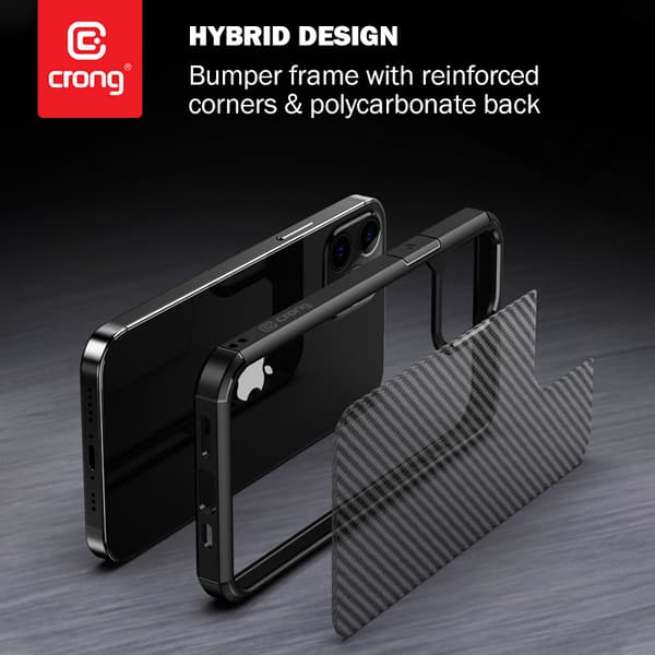 Crong Hybrid Carbon - iPhone 12 Pro Max -kotelo (musta)