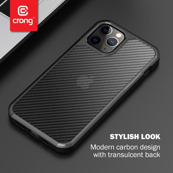 Crong Hybrid Carbon - iPhone 12 Pro Max -kotelo (musta)