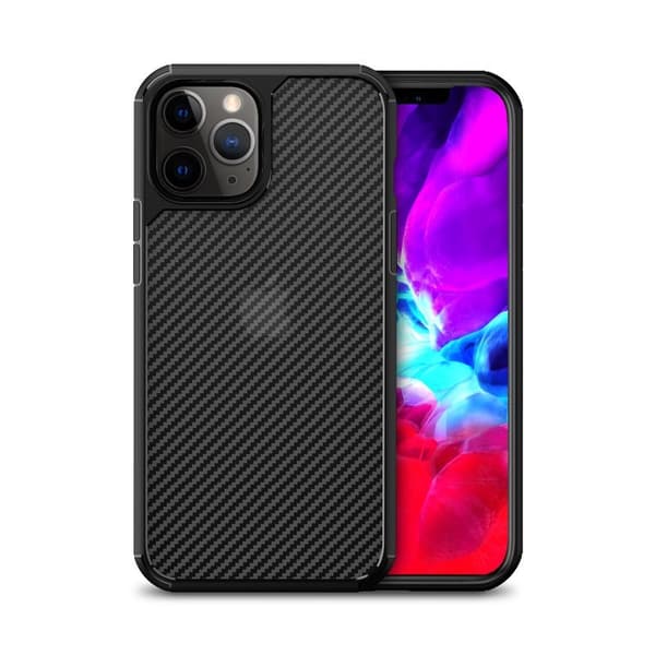 Crong Hybrid Carbon - iPhone 12 Pro Max -kotelo (musta)