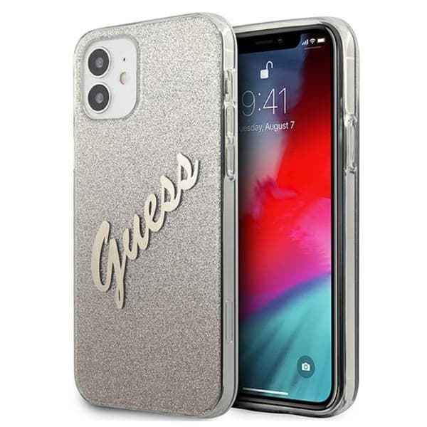 Guess Glitter Gradient Script - iPhone 12 mini cover (guld)