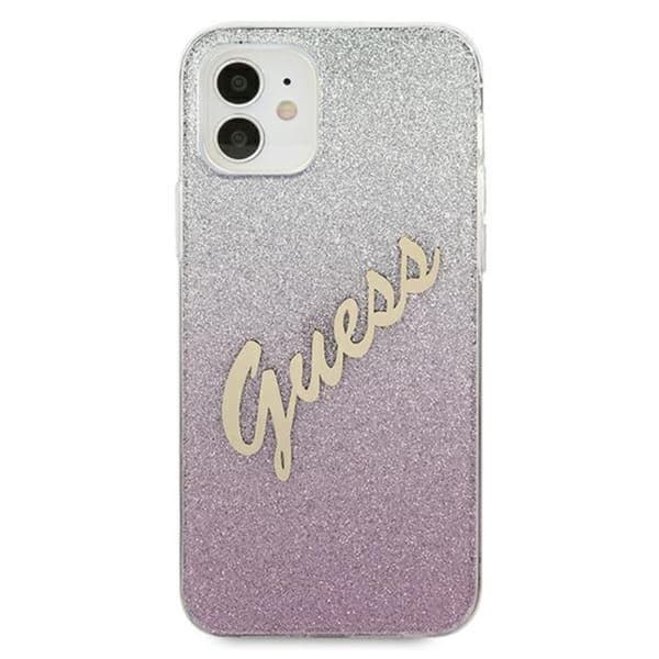 Guess Glitter Gradient Script - iPhone 12 mini cover (lyserød)