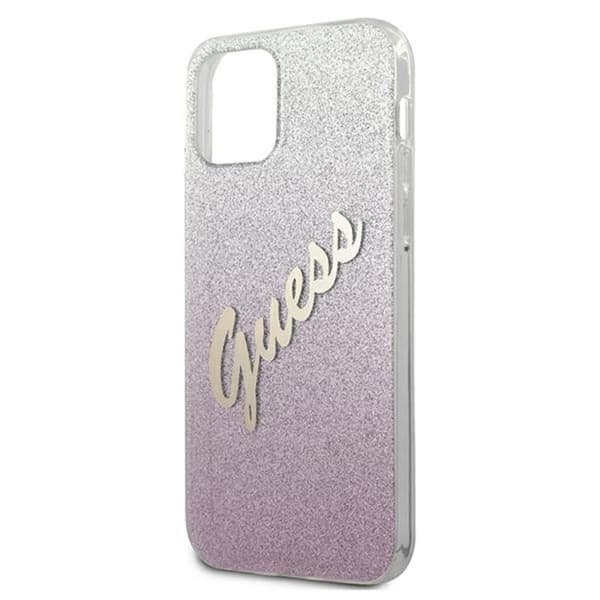 Guess Glitter Gradient Script - iPhone 12 mini cover (lyserød)