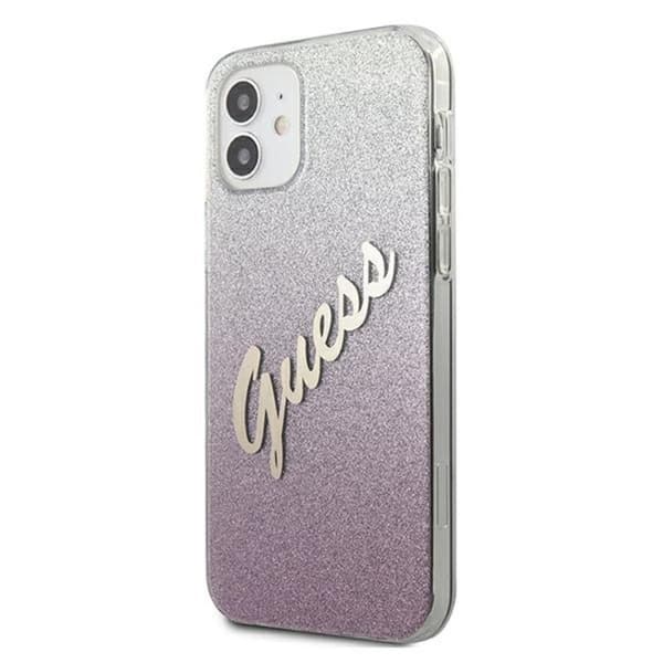 Guess Glitter Gradient Script - iPhone 12 mini cover (lyserød)