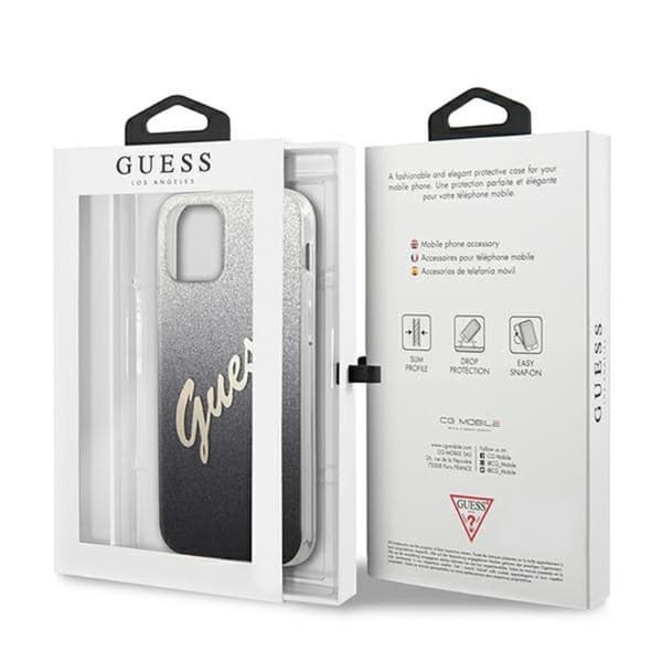 Guess Glitter Gradient Script - iPhone 12 mini cover (sort)