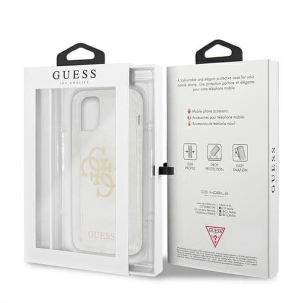 Guess Glitter 4G stort logo - iPhone 12 Pro Max cover (klart)