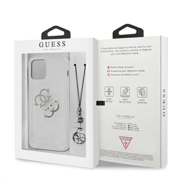 Guess 4G stort logo-vedhæng - iPhone 12 Pro Max cover (sølv vedhæng)