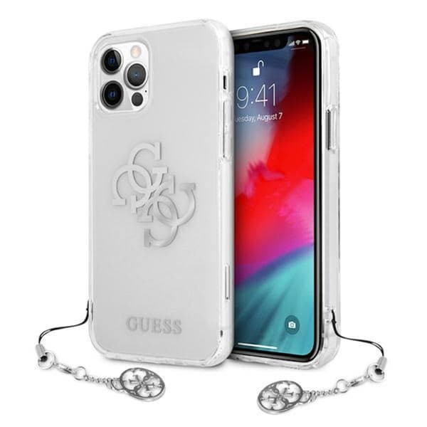 Guess 4G stort logo-vedhæng - iPhone 12 Pro Max cover (sølv vedhæng)