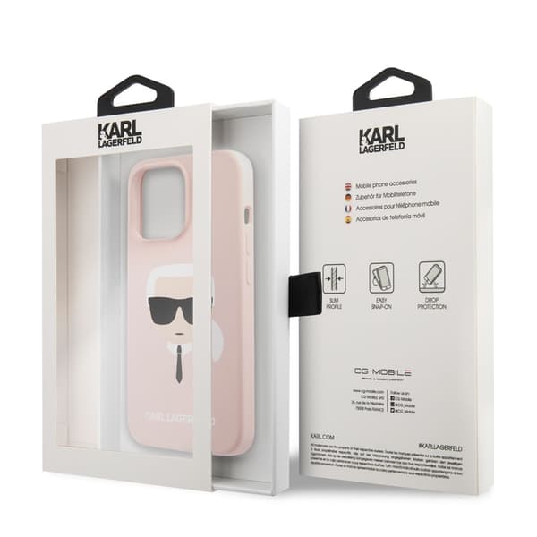 Karl Lagerfeld Silicone Ikonik Karl`s Head - iPhone 13 Pro Max -suojakuori (Vaaleanpunainen)