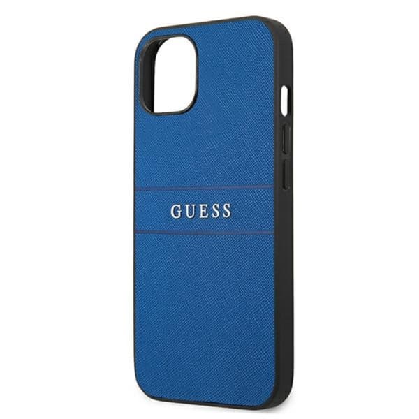 Guess Saffiano Metal Logo Striber - iPhone 13 mini cover (blå)