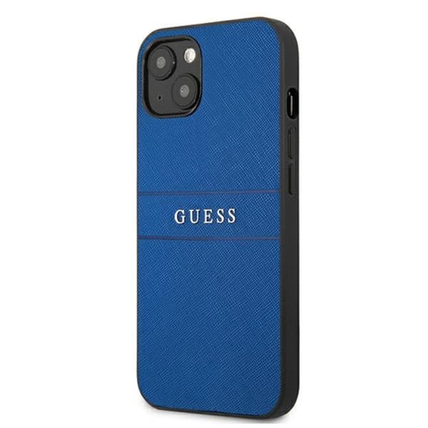 Guess Saffiano Metal Logo Striber - iPhone 13 mini cover (blå)