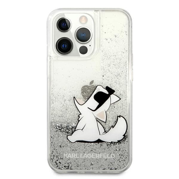 Karl Lagerfeld Liquid Glitter Choupette Fun - iPhone 13 Pro Max cover (sølv)