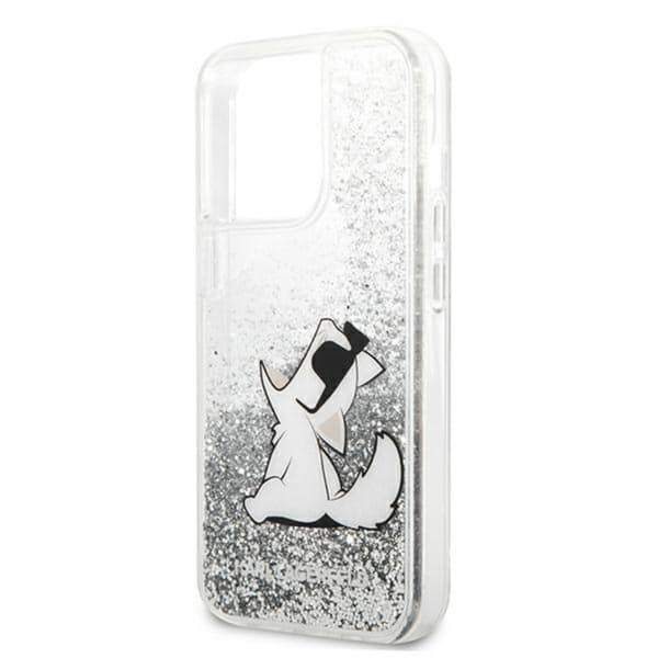 Karl Lagerfeld Liquid Glitter Choupette Fun - iPhone 13 Pro Max cover (sølv)