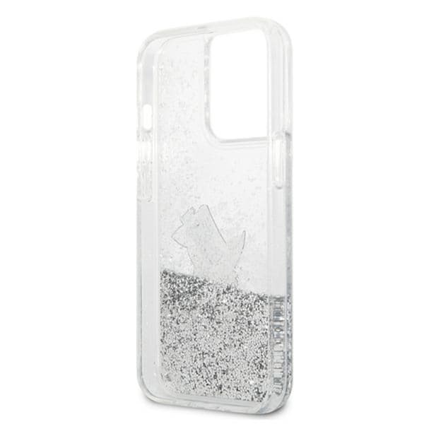 Karl Lagerfeld Liquid Glitter Choupette Fun - iPhone 13 Pro Max cover (sølv)