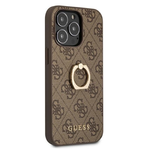 Guess 4G Ring -suojakuori - iPhone 13 Pro -suojakuori (ruskea)