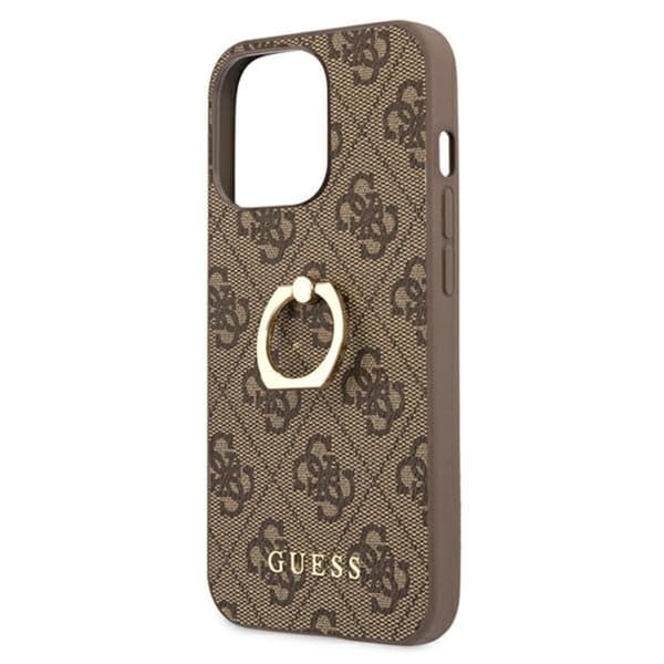 Guess 4G Ring -suojakuori - iPhone 13 Pro -suojakuori (ruskea)