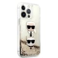 Miniatyrbillede 4 af 8: Karl Lagerfeld Liquid Glitter Karl & Choupette Head - iPhone 13 Pro Max cover (guld)