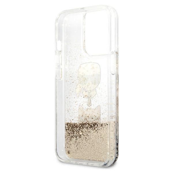 Karl Lagerfeld Liquid Glitter Karl & Choupette Head - iPhone 13 Pro Max cover (guld)