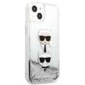 Miniatyrbillede 4 af 8: Karl Lagerfeld Liquid Glitter Karl & Choupette Head - iPhone 13 mini cover (sølv)
