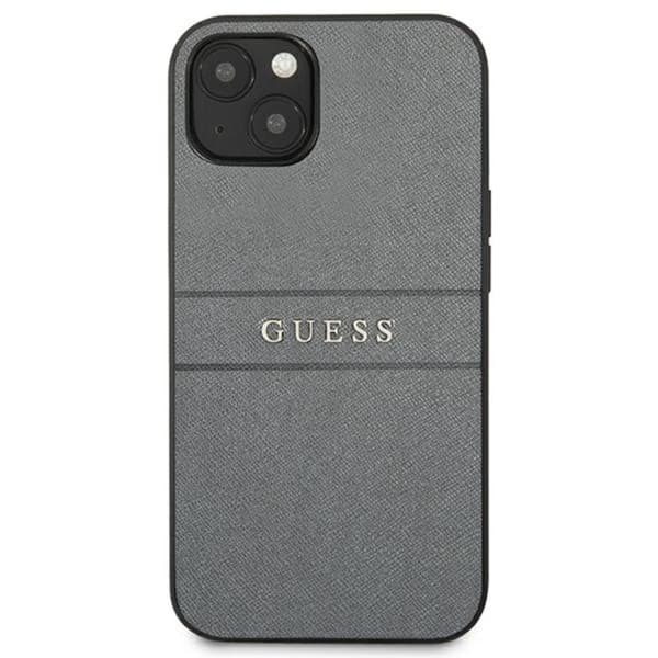 Guess Saffiano Metal Logo Stripes - iPhone 13 mini cover (grå)