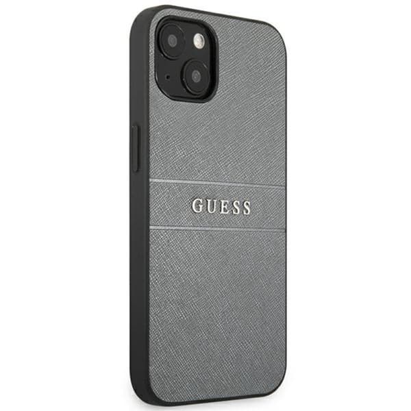 Guess Saffiano Metal Logo Stripes - iPhone 13 mini cover (grå)