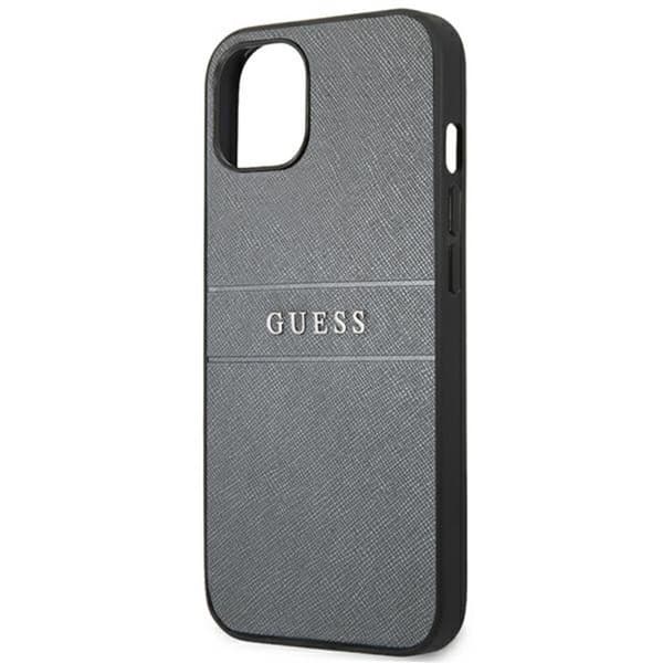 Guess Saffiano Metal Logo Stripes - iPhone 13 mini cover (grå)