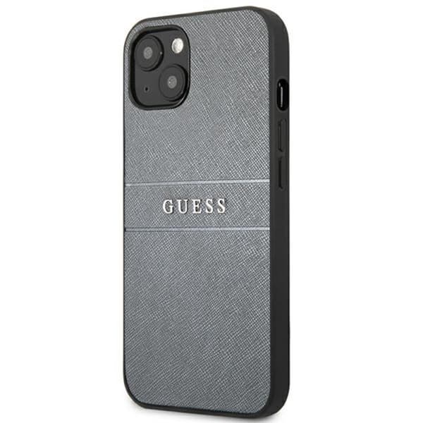 Guess Saffiano Metal Logo Stripes - iPhone 13 mini cover (grå)