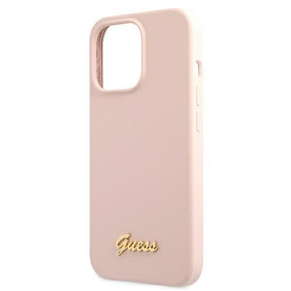 Guess Silicone Script MagSafe - iPhone 13 Pro-skal (rosa)