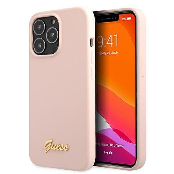 Guess Silicone Script MagSafe - iPhone 13 Pro-skal (rosa)