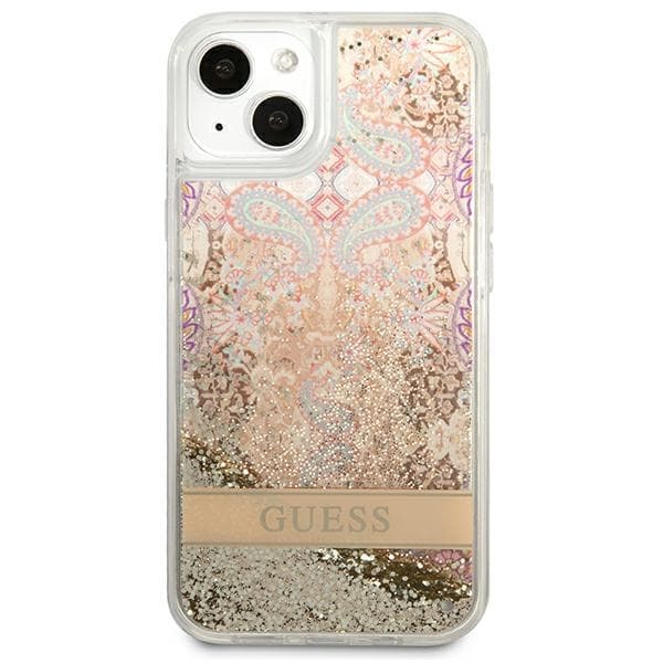 Guess Liquid Glitter Paisley - iPhone 13 mini-skal (guld)